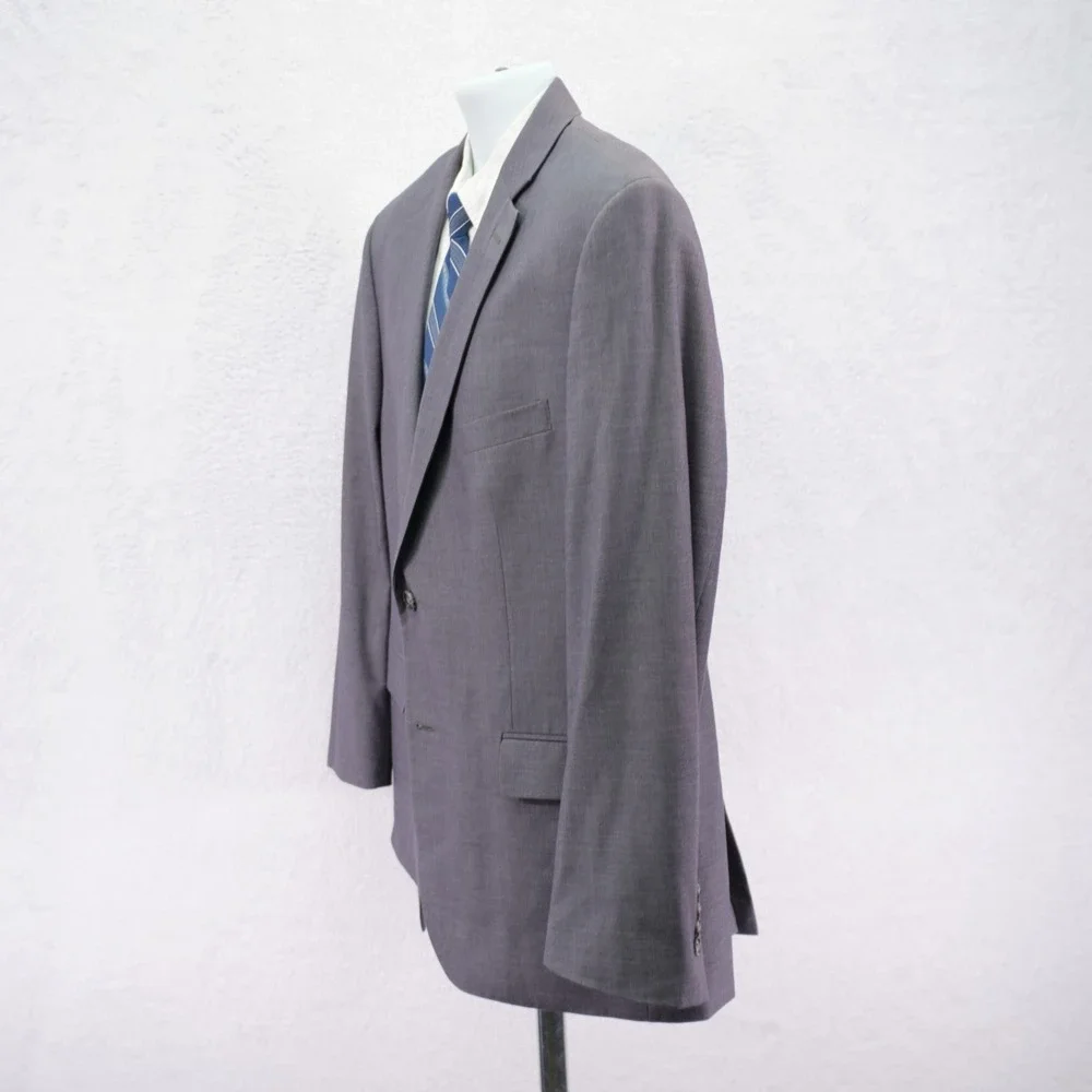 DAMAGED Pronto Uomo Polyester Wool Suit Jacket‎ Gray 44R Tagged 46R  2 Button